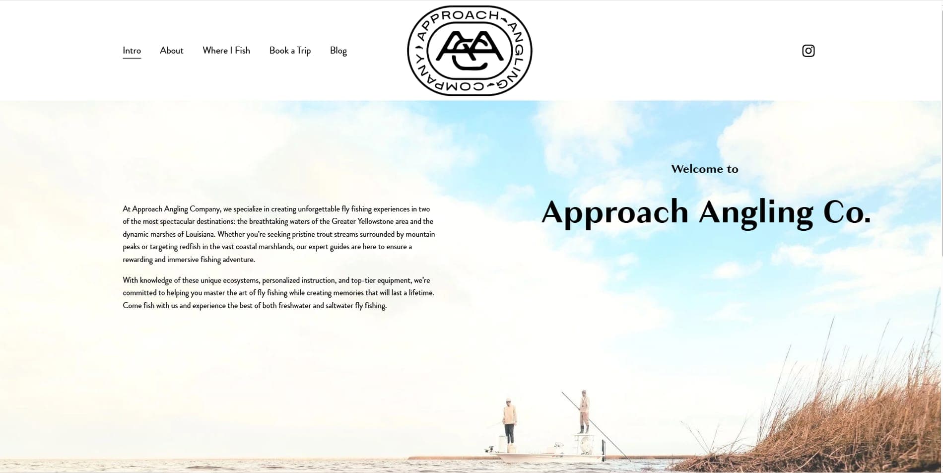 The old homepage: a logo, a paragraph, and a sky photo